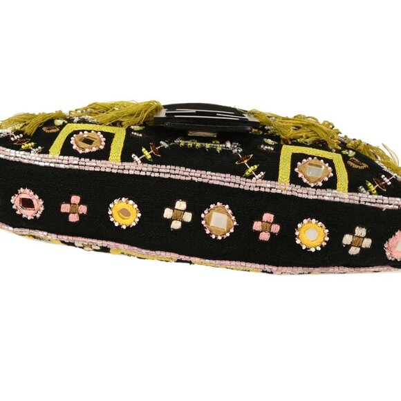 Fendi Black Canvas Beads Baguette Handbag 134788 - Picture 6 of 10